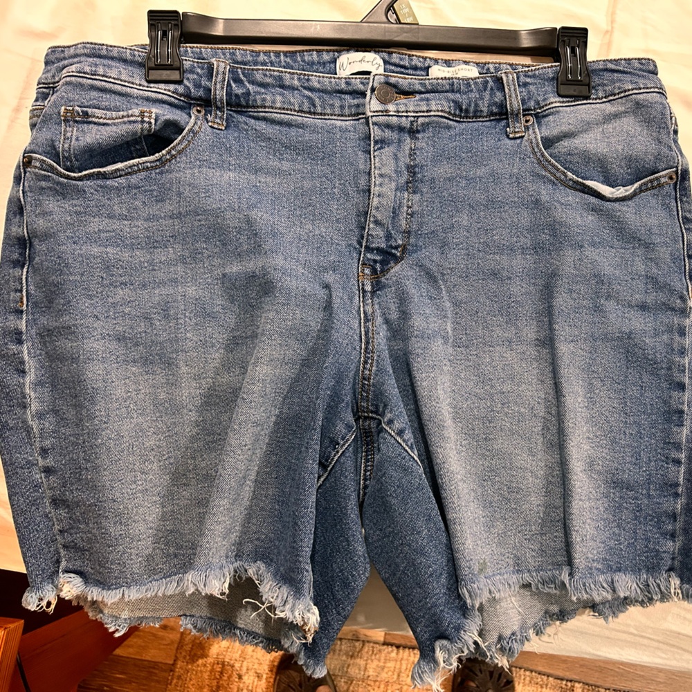 Wonderly Distressed Blue Denim Shorts
